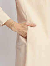 Linen Blend Solid Shirt Dress - Beige