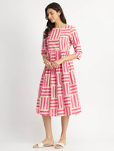 Cotton Dabu Stripe Play Dress - Pink