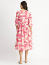 Cotton Dabu Stripe Play Dress - Pink