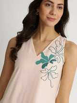 Cotton Floral Placement Print Dress - Off-White