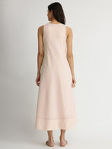 Cotton Floral Placement Print Dress - Off-White