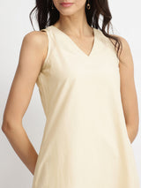 Cotton Floral Motif Dress - Off-White & Blue