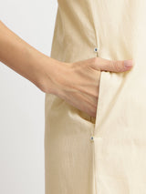 Cotton Floral Motif Dress - Off-White & Blue