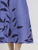 Cotton Floral A-Line Dress - Blue