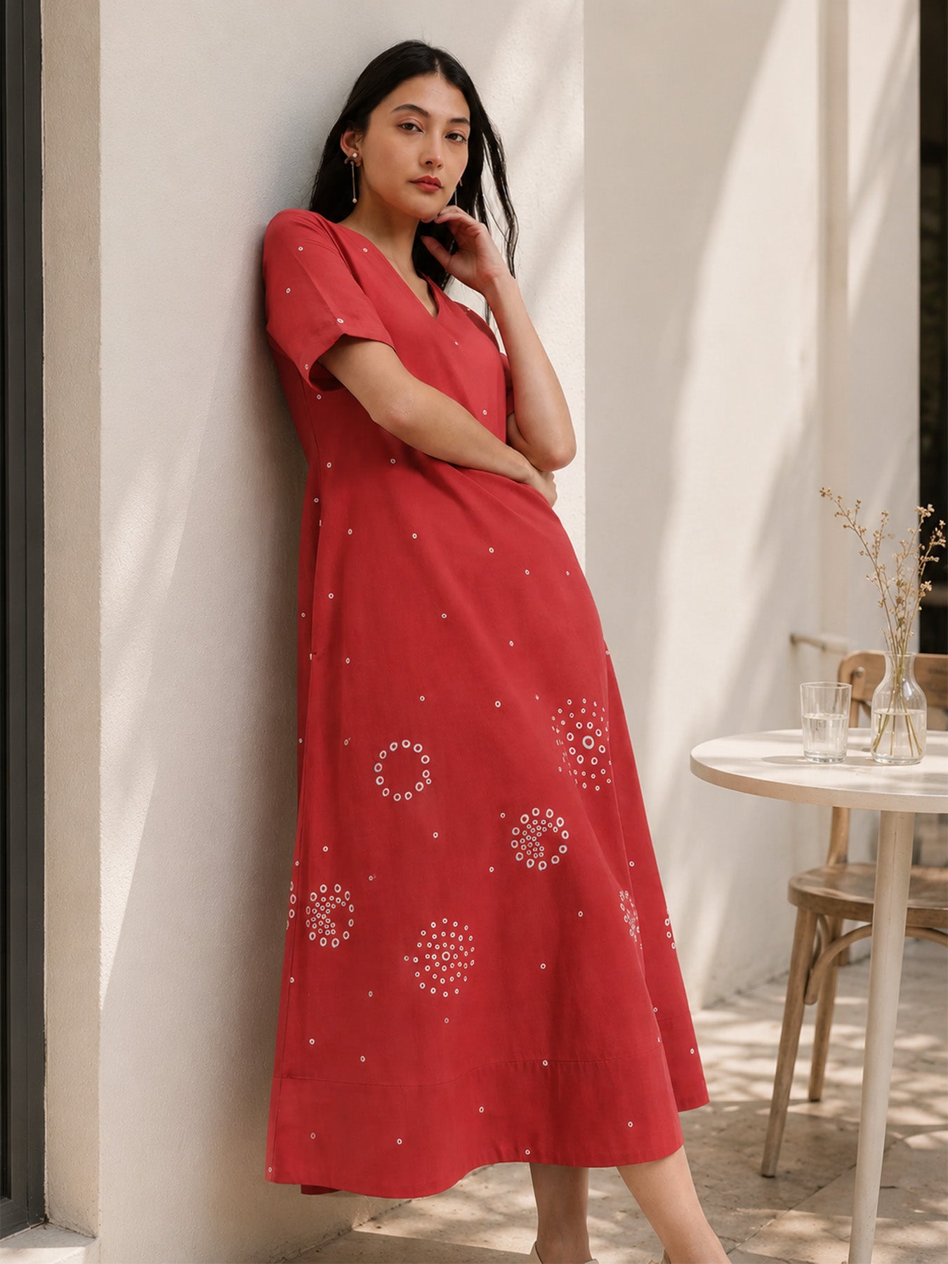 Buy Red Cotton Bandhani A Online