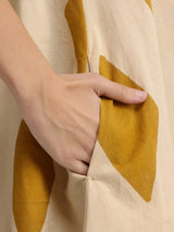 Cotton Geometric Shirt Dress - Beige & Mustard