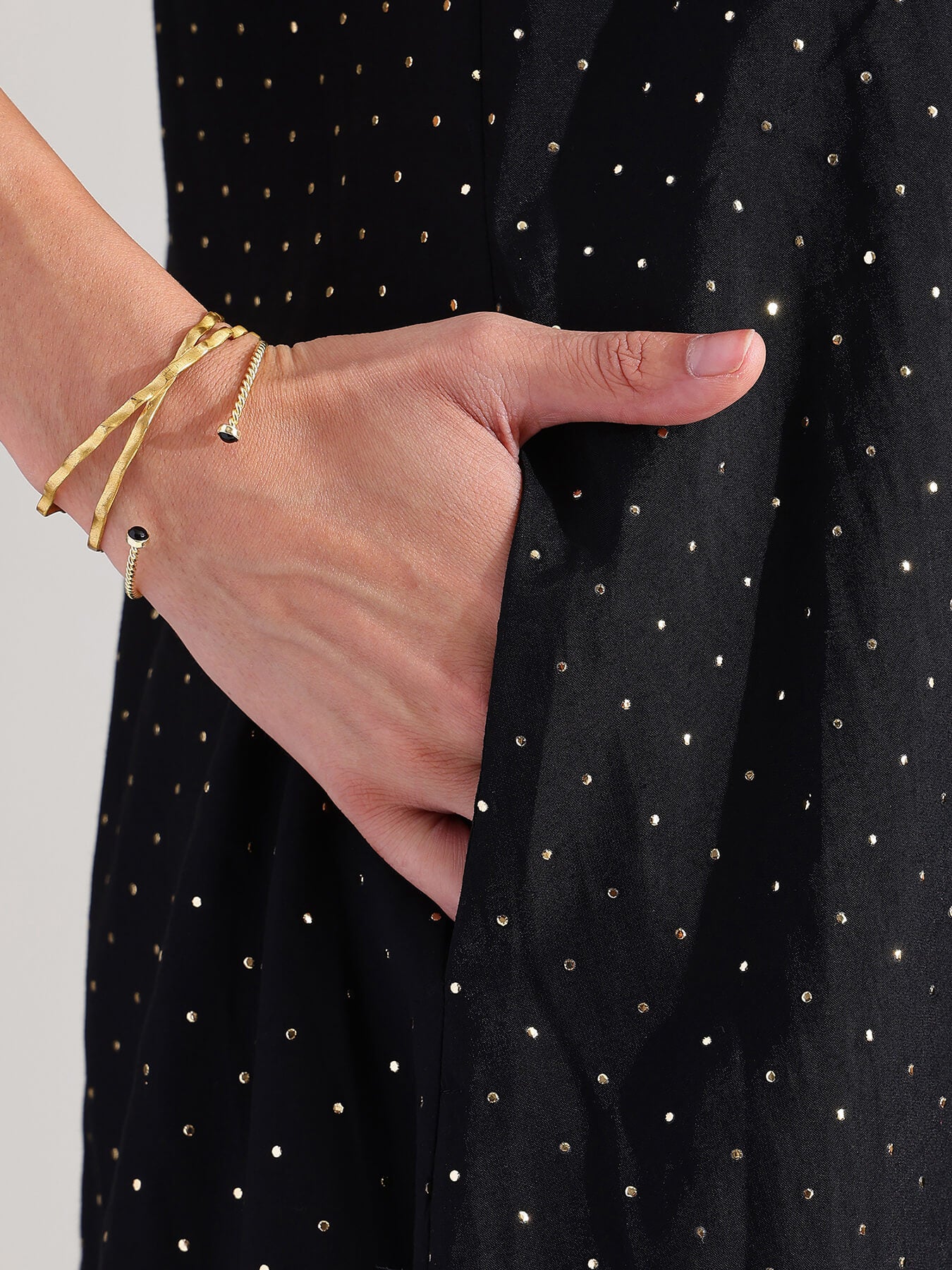 Silk Blend A-line Maxi Dress - Black