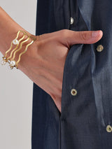 Viscose Silk Embroidered Dress - Blue