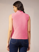 Cotton Solid Quilted Jacket - Pink