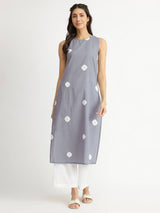 Cotton Bandhani Tie & Dye Kurta - Grey