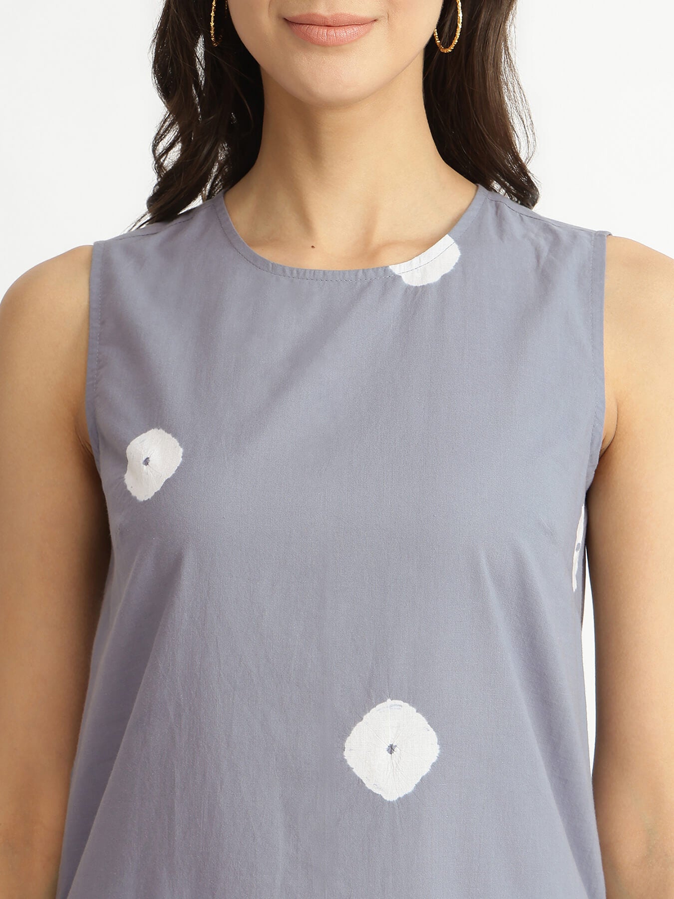 Cotton Bandhani Tie & Dye Kurta - Grey