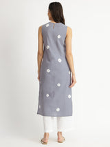 Cotton Bandhani Tie & Dye Kurta - Grey