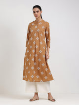Cotton Floral Flared Kurta - Yellow