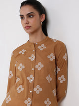 Cotton Floral Flared Kurta - Yellow