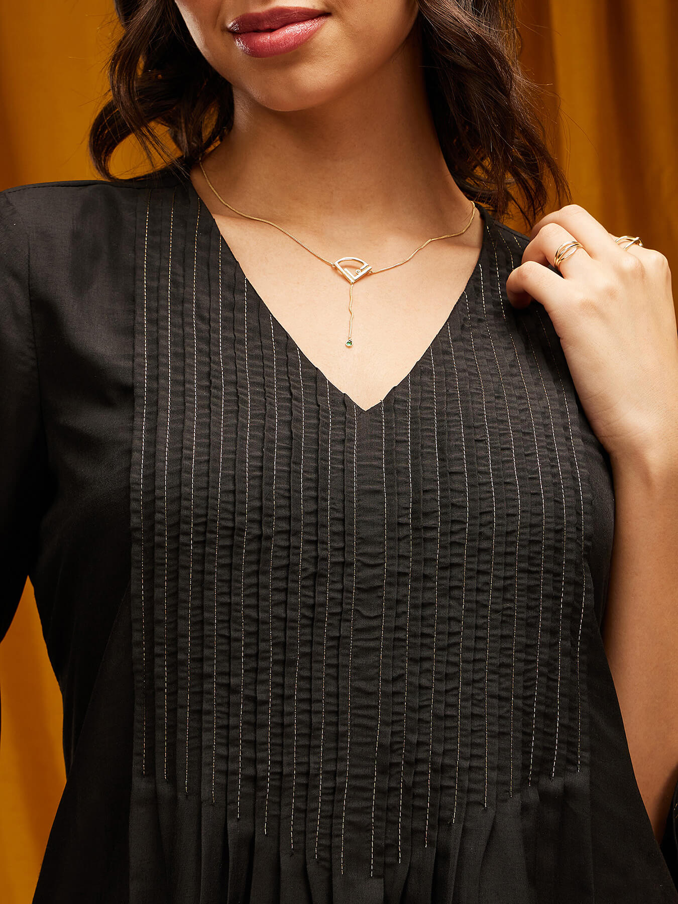 Muslin A-line Kurta - Black