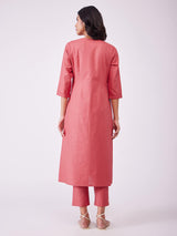 Cotton Solid A Line Kurta - Pink