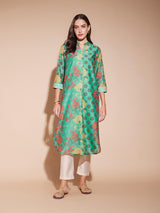 Viscose Floral Print Kurta - Green