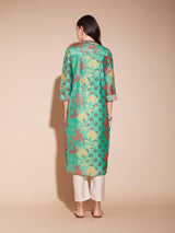 Viscose Floral Print Kurta - Green