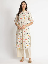 Cotton Floral Motif Kurta - Multicolour