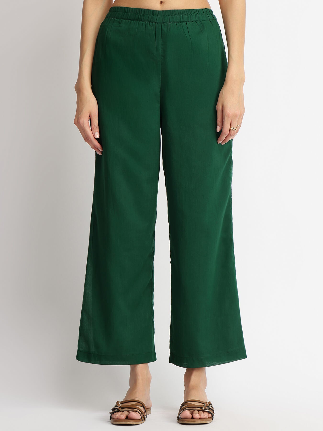 Cotton Floral Motif Kurta Set - Off-White & Green