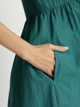 Cotton Floral Placement Print Kurta Set - Teal