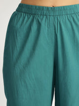 Cotton Floral Placement Print Kurta Set - Teal