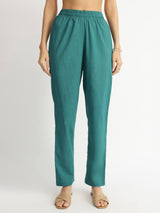 Cotton Floral Placement Print Kurta Set - Teal