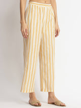 Cotton Floral Asymmetrical Kurta Set - Off-White & Yellow