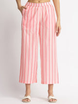 Cotton Striped A-Line Kurta Set - Pink