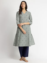 Cotton Tribal Print Kurta Set - Blue