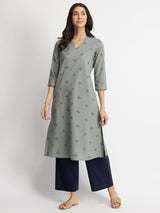 Cotton Tribal Print Kurta Set - Blue