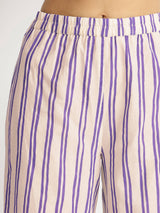 Cotton Ikat Geometric Print Kurta Set - Off-White & Purple