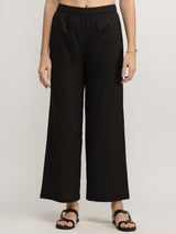 Cotton Floral Asymmetric Kurta Set - Beige & Black