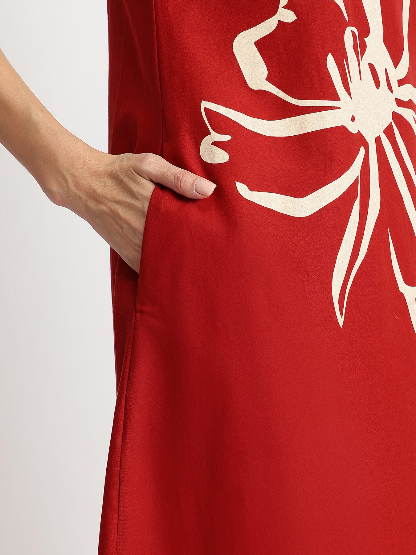 Cotton Floral Placement Print Kurta Set - Rust & Off-white