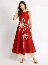 Cotton Floral Placement Print Kurta Set - Rust & Off-white