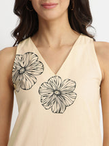 Cotton Floral Placement Print Kurta Set - Off-White