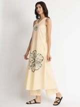 Cotton Floral Placement Print Kurta Set - Off-White