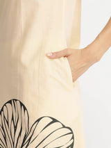 Cotton Floral Placement Print Kurta Set - Off-White