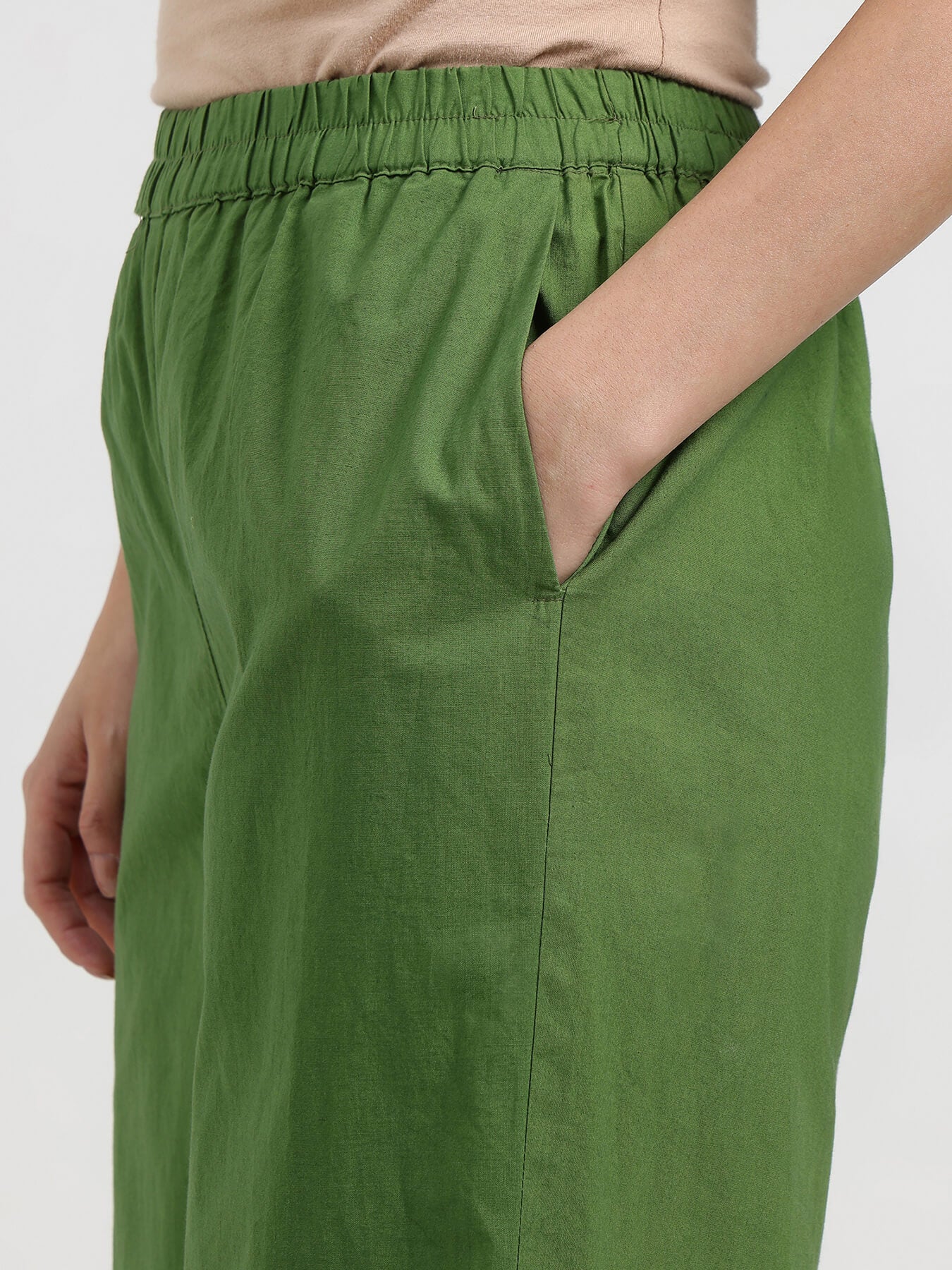 Cotton Colourblock Sleeveless Kurta Set - Green