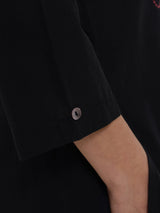 Cotton Floral Placement Print Kurta Set - Black & Pink