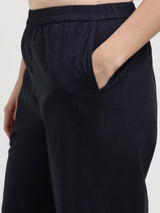 Cotton Floral Placement Print Kurta Set - Black & Pink