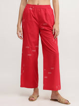 Cotton Geometric Print Kurta Set - Red