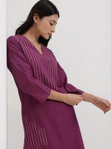 Cotton Geometric Print Kurta Set - Purple