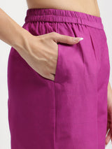 Cotton Floral A-Line Kurta Set - Pink & Purple