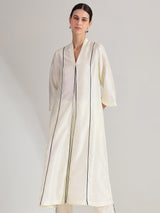 Silk Blend Solid A-line Kurta Set - Off White