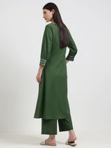 Cotton Bandhani A-Line Kurta Set - Green