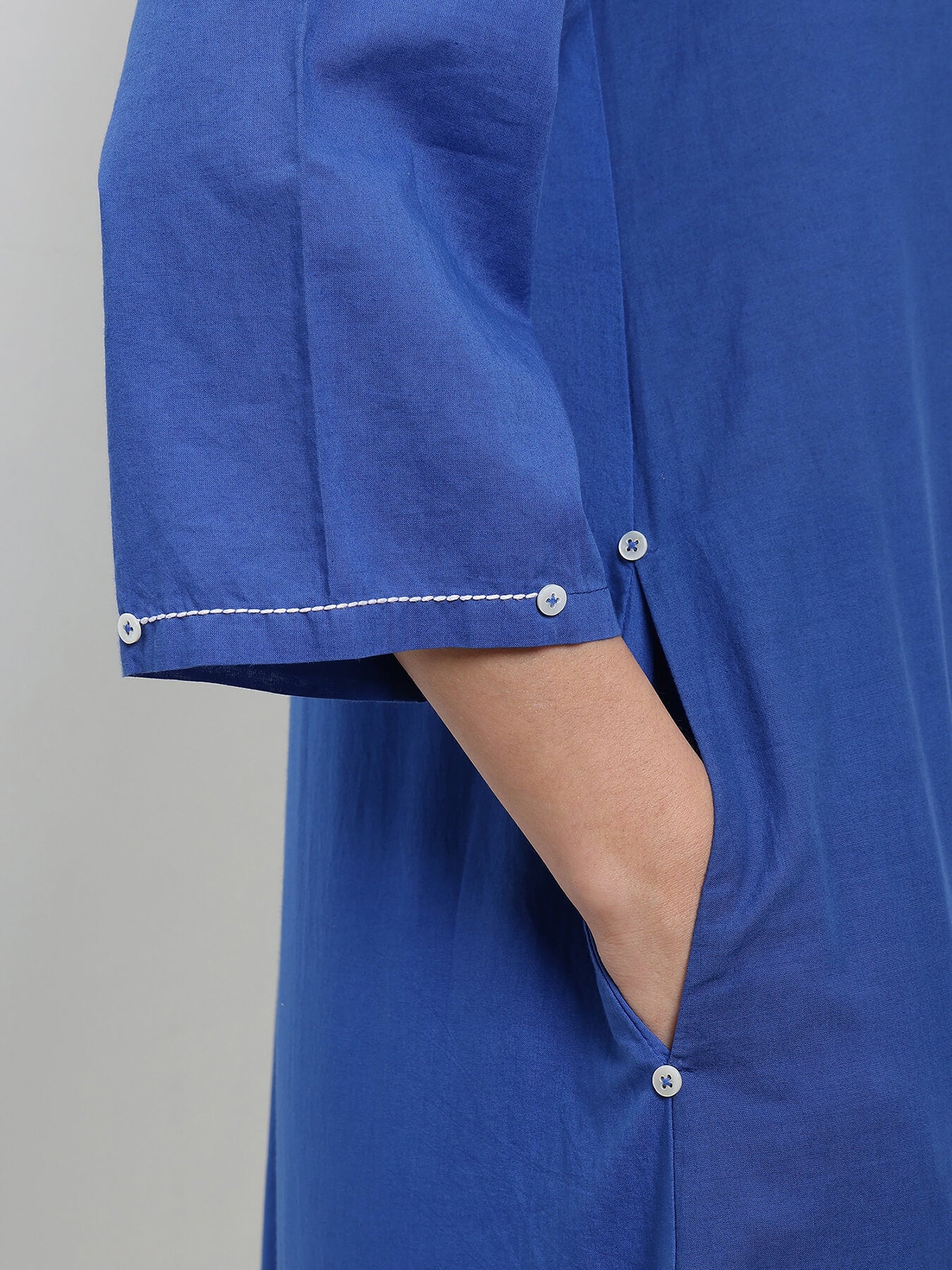 Cotton Bandhani A-Line Kurta Set - Blue