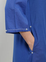 Cotton Bandhani A-Line Kurta Set - Blue