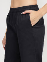 Cotton Striped Kurta Set - Red & Black