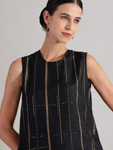 Silk Blend Geometric Print Kurta Set - Black & Gold